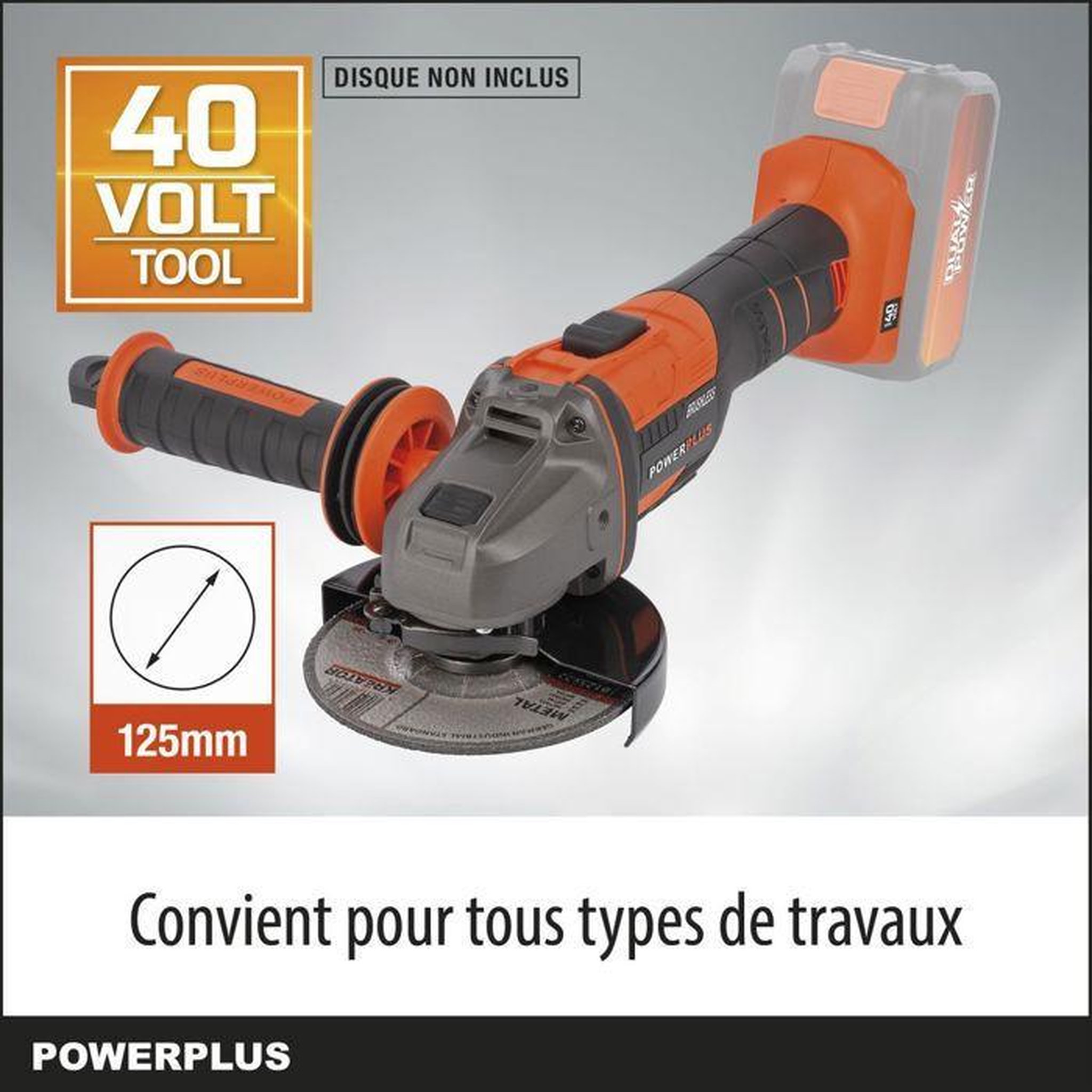 Voir la diapositive 3 : DUAL POWER Meuleuse 125mm batterie Dual Power