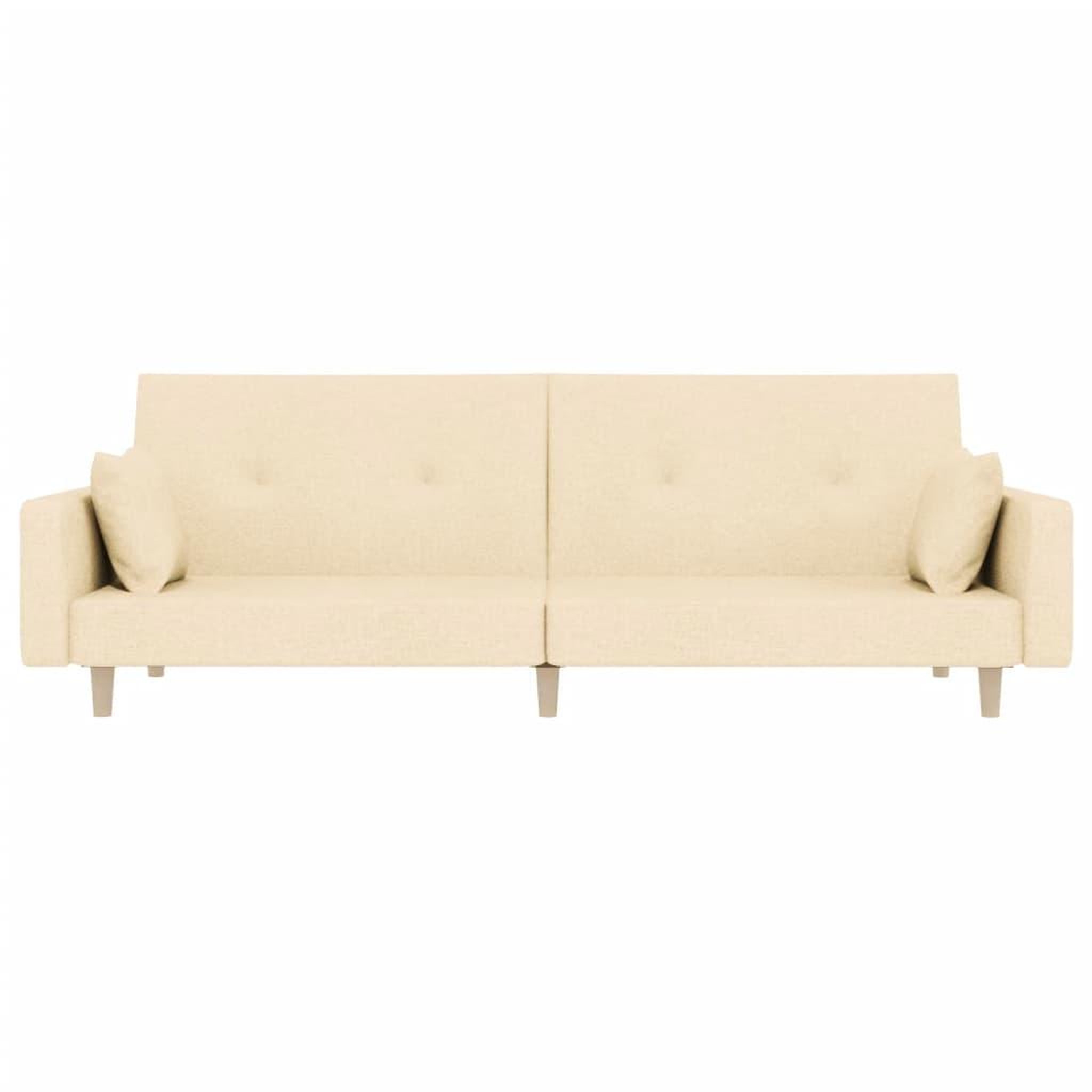 Voir la diapositive 5 : VIDAXL Canape-lit a 2 places avec deux oreillers creme tissu