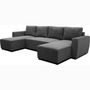 Voir la diapositive 4 : MARKET24 Canapé d'angle convertible panoramique PHARELL 5/6 places - Tissu velours côtelé anthracite - Coffre de rangement - L297xP155