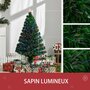 HOMCOM Sapin de Noël artificiel lumineux fibre optique multicolore + support pied Ø 60 x 120H cm 130 branches étoile sommet brillante vert