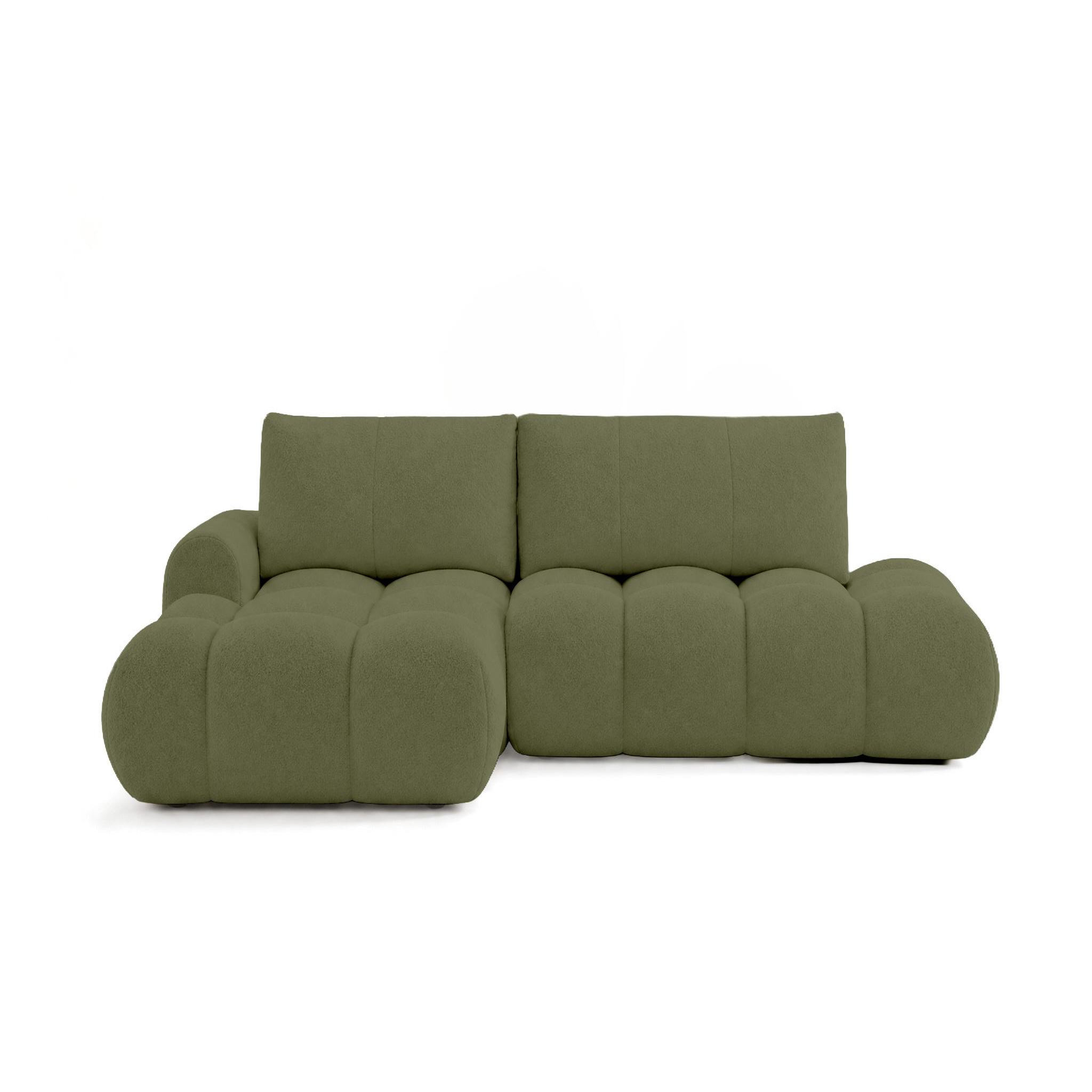 Voir la diapositive 1 : BEST MOBILIER Yulin - canapé d'angle ouvert gauche 4 places convertible avec coffre en tissu bouclette