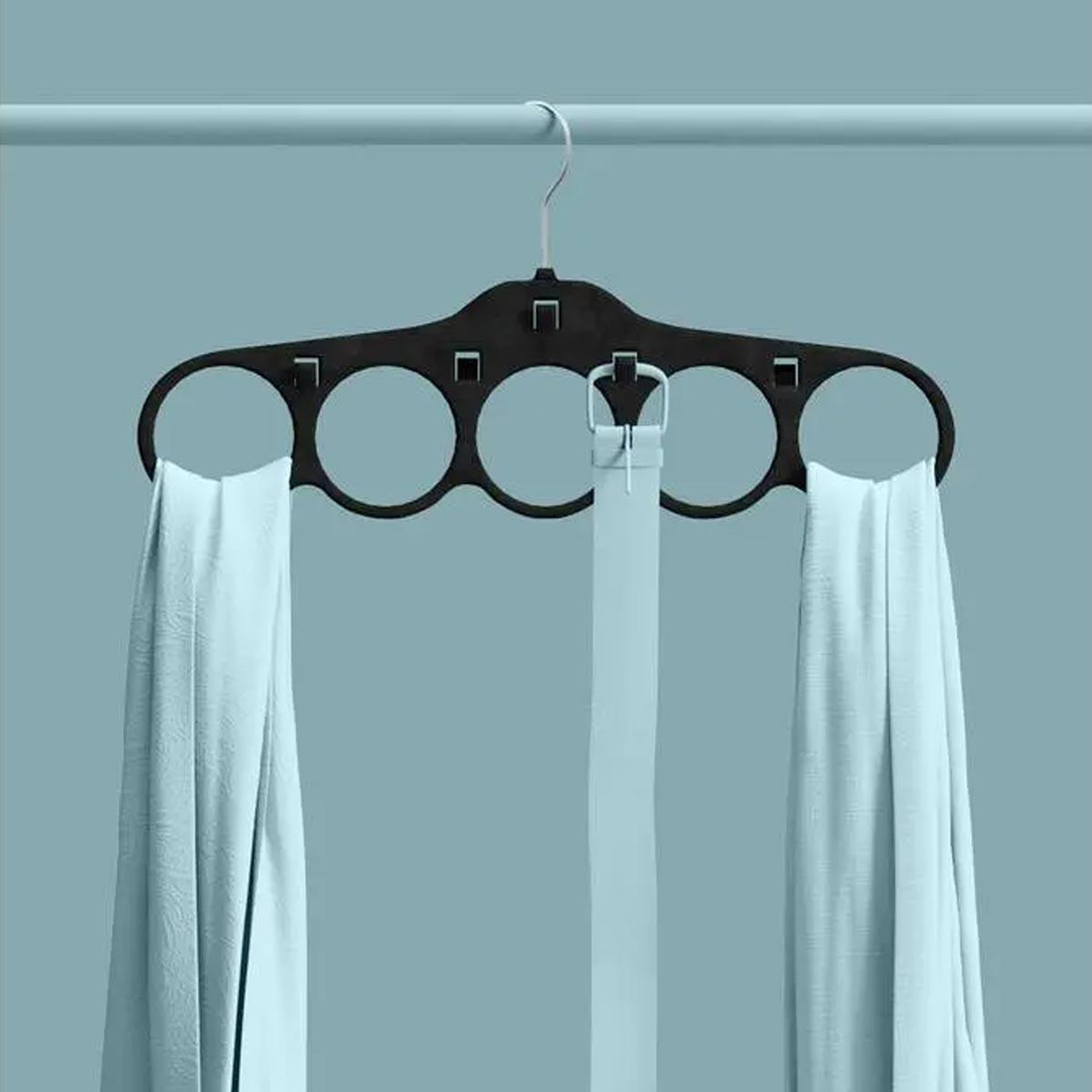 Voir la diapositive 3 : FIVE Cintre en Feutrine  Foulards  41cm Noir
