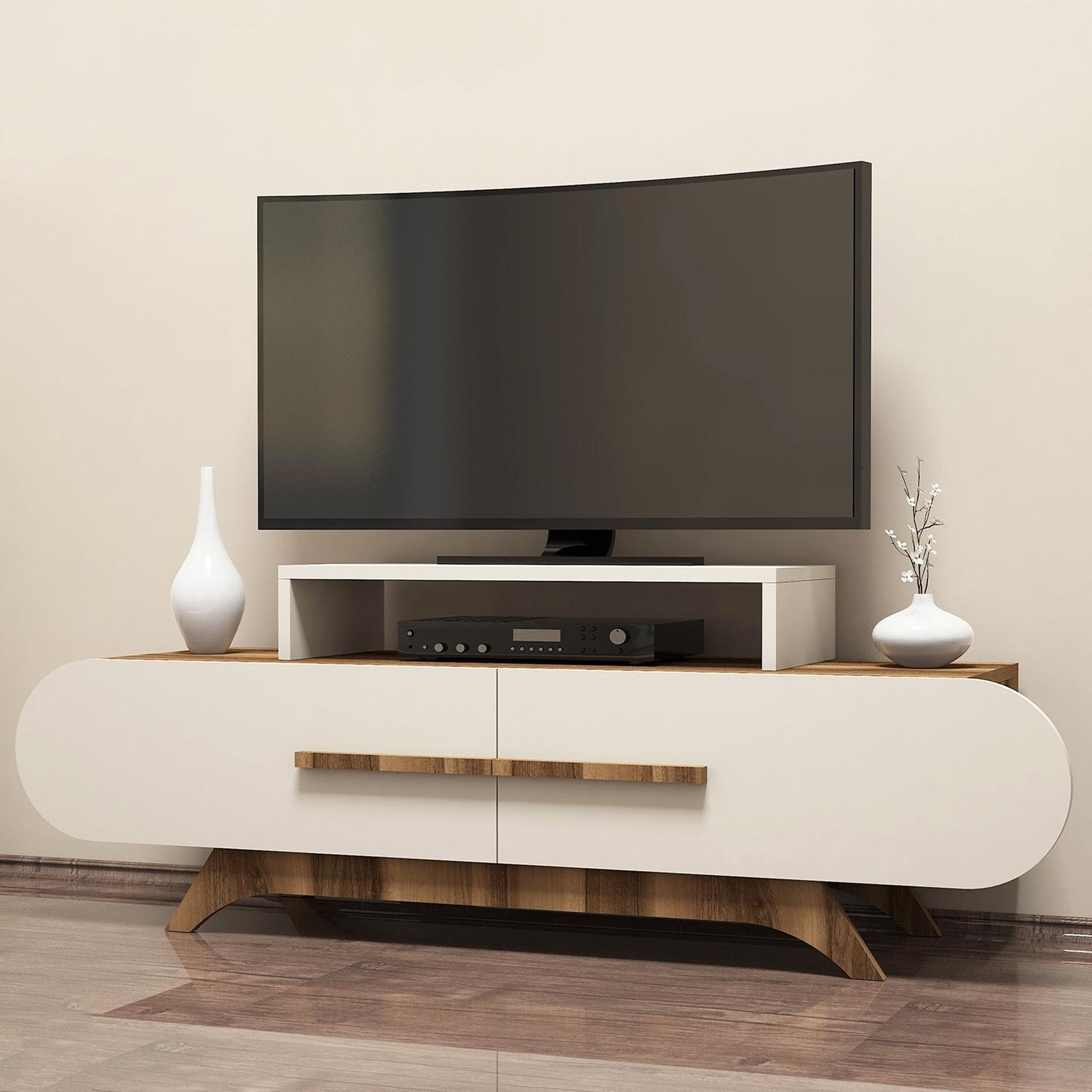 Voir la diapositive 2 : Habitat et Jardin Meuble tv en bois  rose  - 145 x 36 x 49 cm - crème de noix