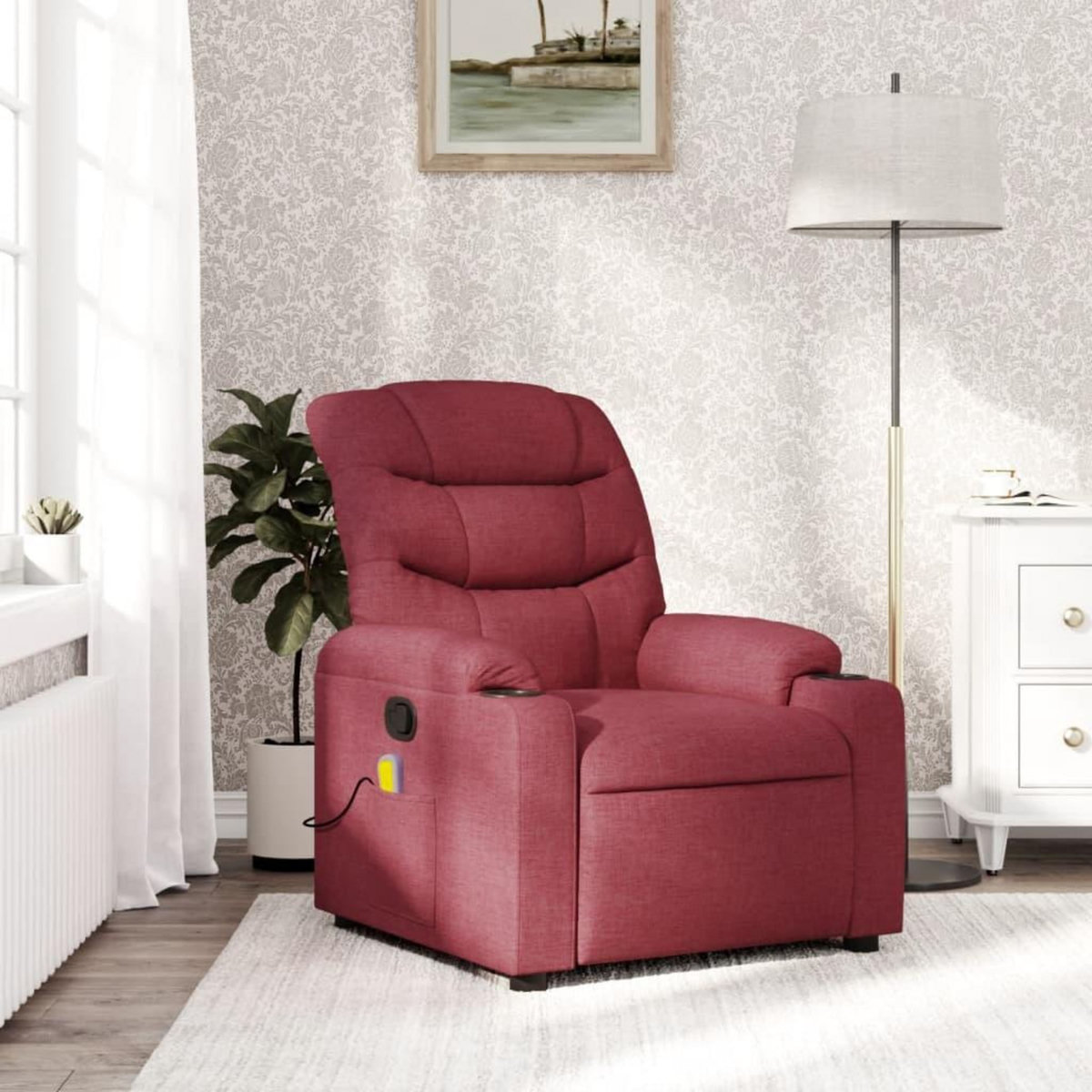 VIDAXL Fauteuil de massage inclinable Rouge bordeaux Tissu