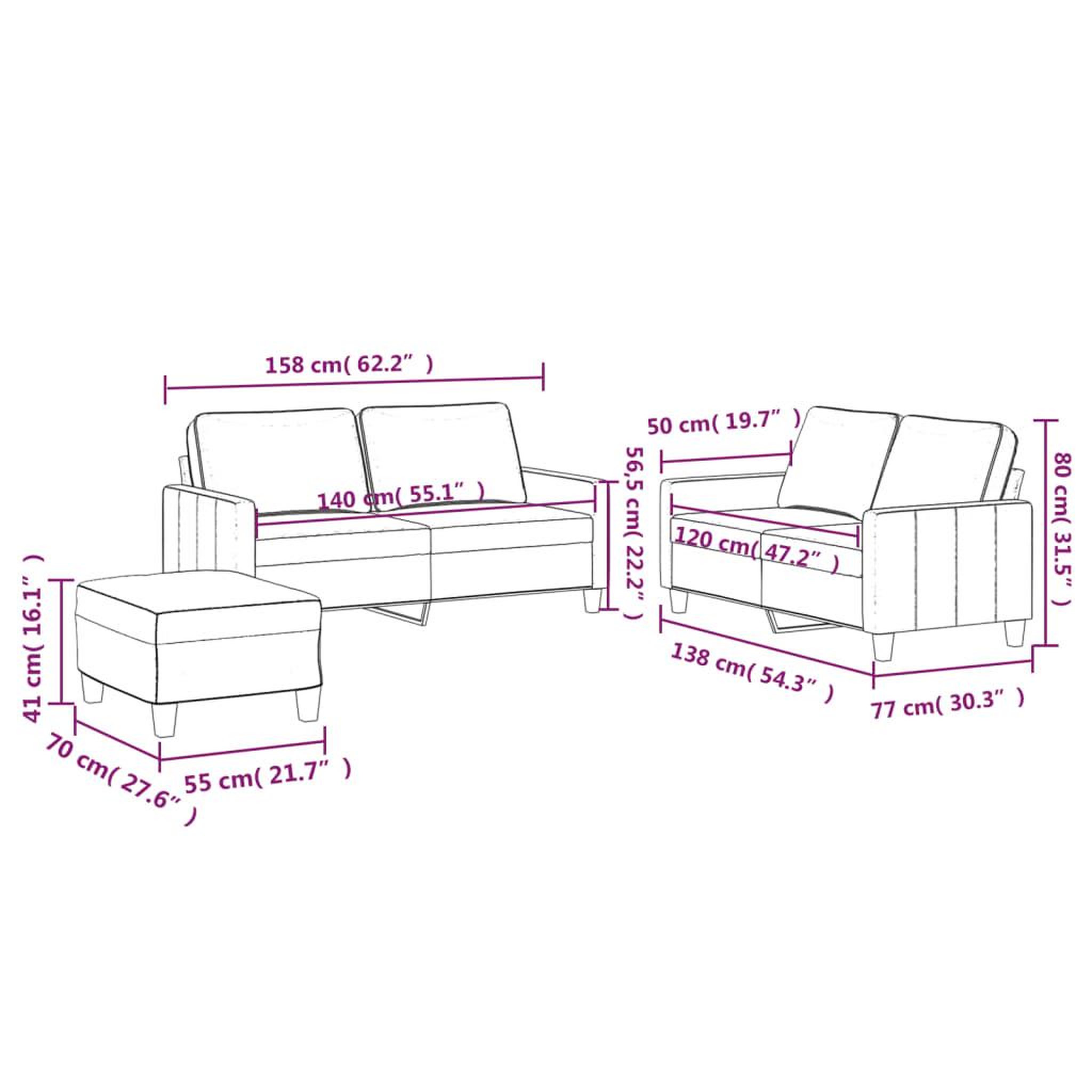 Voir la diapositive 6 : VIDAXL Ensemble de canapes 3 pcs avec coussins Gris fonce Velours