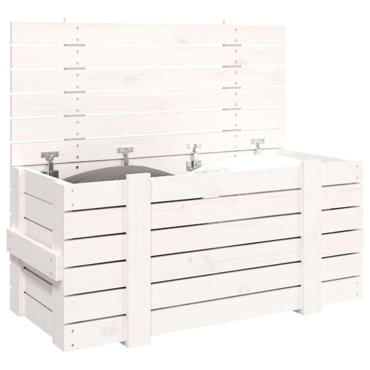 VIDAXL Boîte de rangement Blanc 91x40,5x42 cm Bois massif de pin