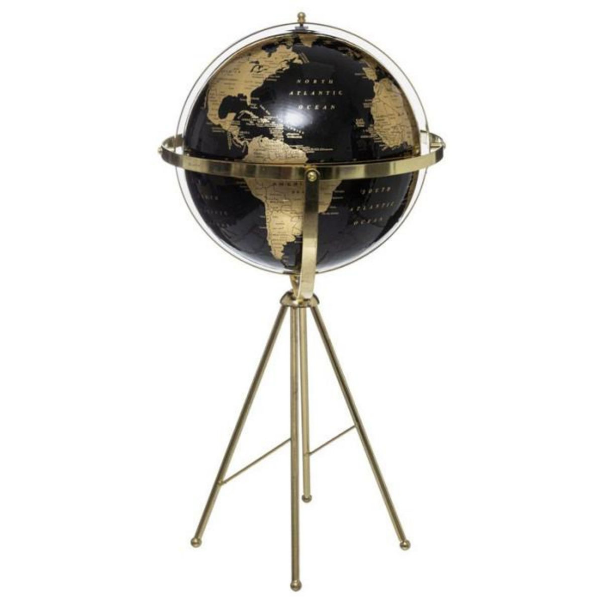 FEERIC LIGHT & CHRISTMAS Globe Terrestre Déco  Grand Hôtel  60cm Noir & Or