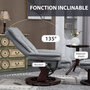 Voir la diapositive 4 : HOMCOM Fauteuil de relaxation inclinable pivotant avec repose-pied PU gris