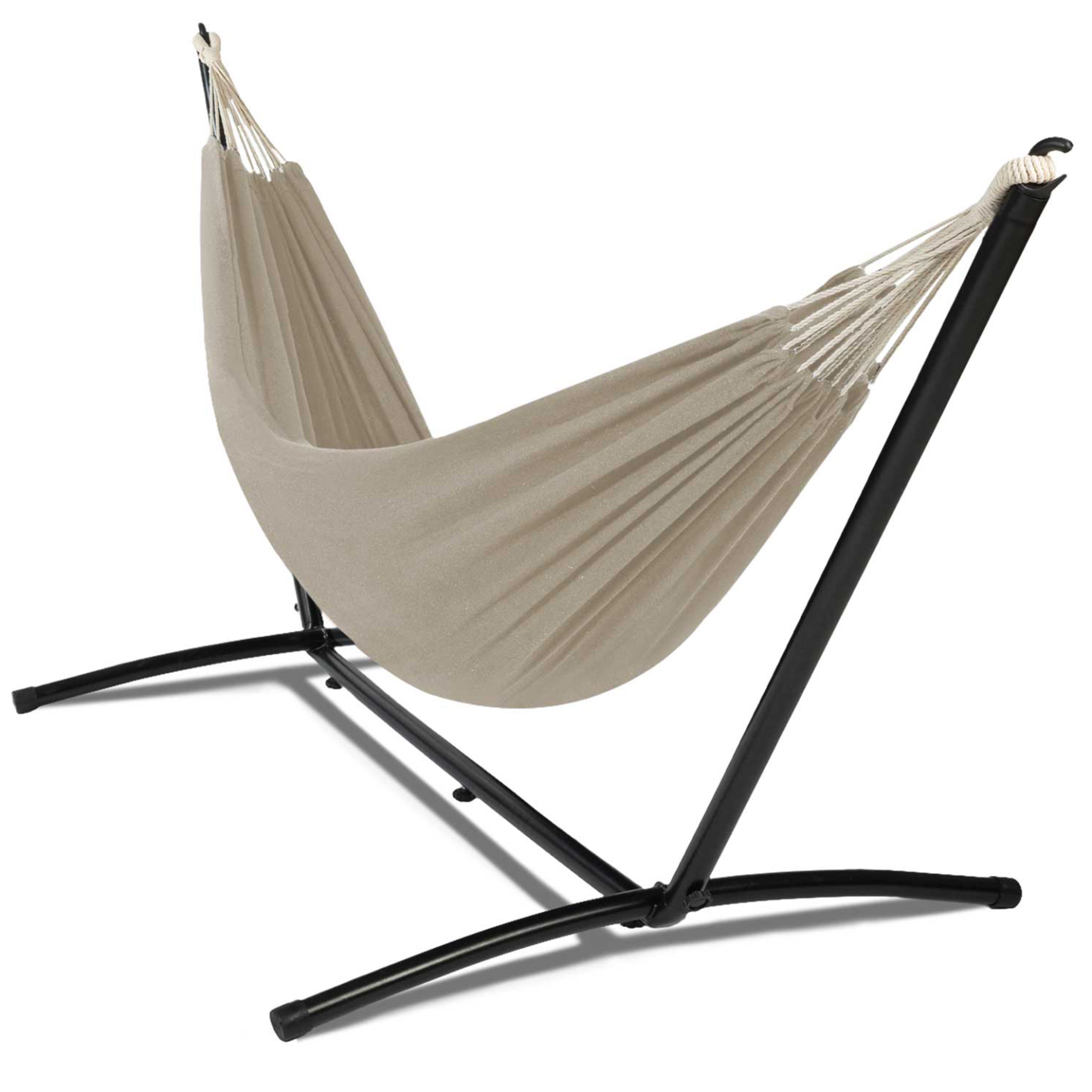 ID MARKET Hamac avec support métal noir et toile taupe