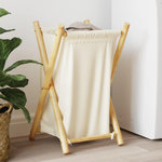VIDAXL Panier a linge blanc creme 41,5x36x63,5 cm bambou