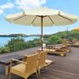 Voir la diapositive 2 : OUTSUNNY Parasol droit rond grande taille de jardin Ø 3,25 x 2,5H m bois de bambou polyester beige