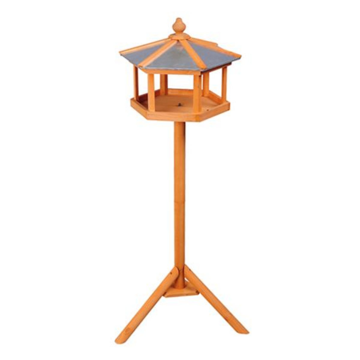 HOMCOM Mangeoire sur pied nichoir a plateau station a oiseau bois pour exterieur 113 cm