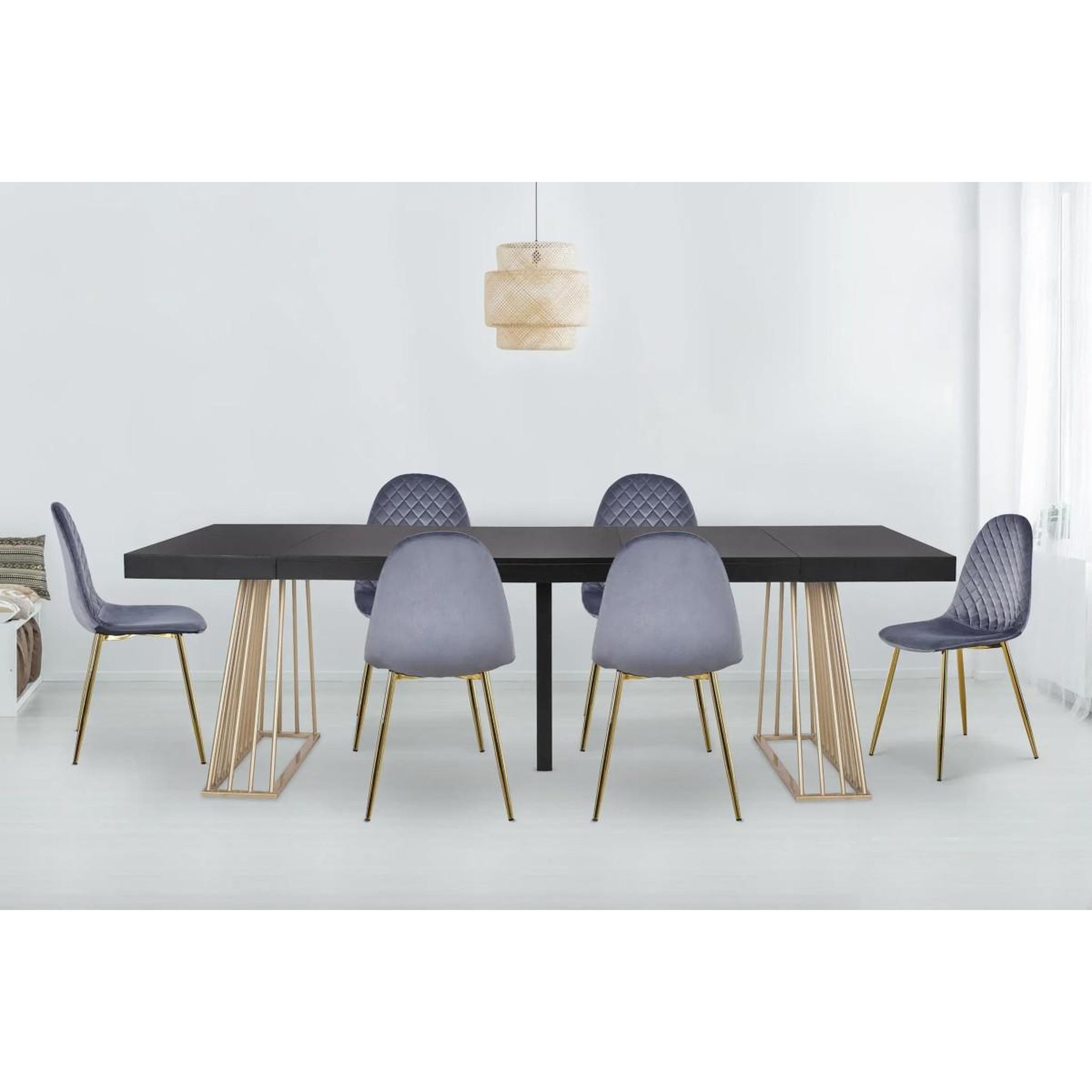 Voir la diapositive 6 : Paris Prix Lot de 8 chaises en velours  waynor  88cm gris