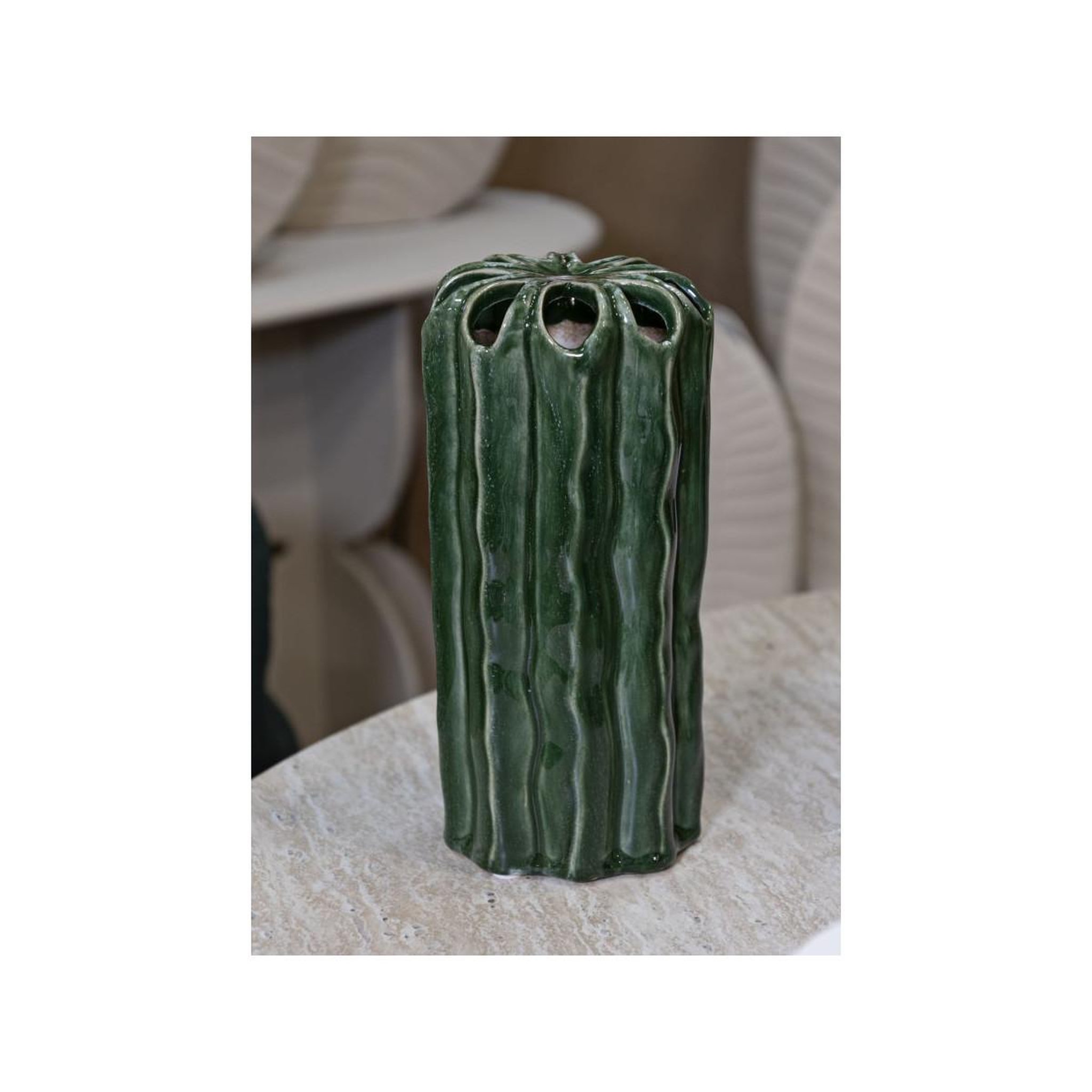 Voir la diapositive 4 : Paris Prix Vase en céramique  cactus  23cm vert