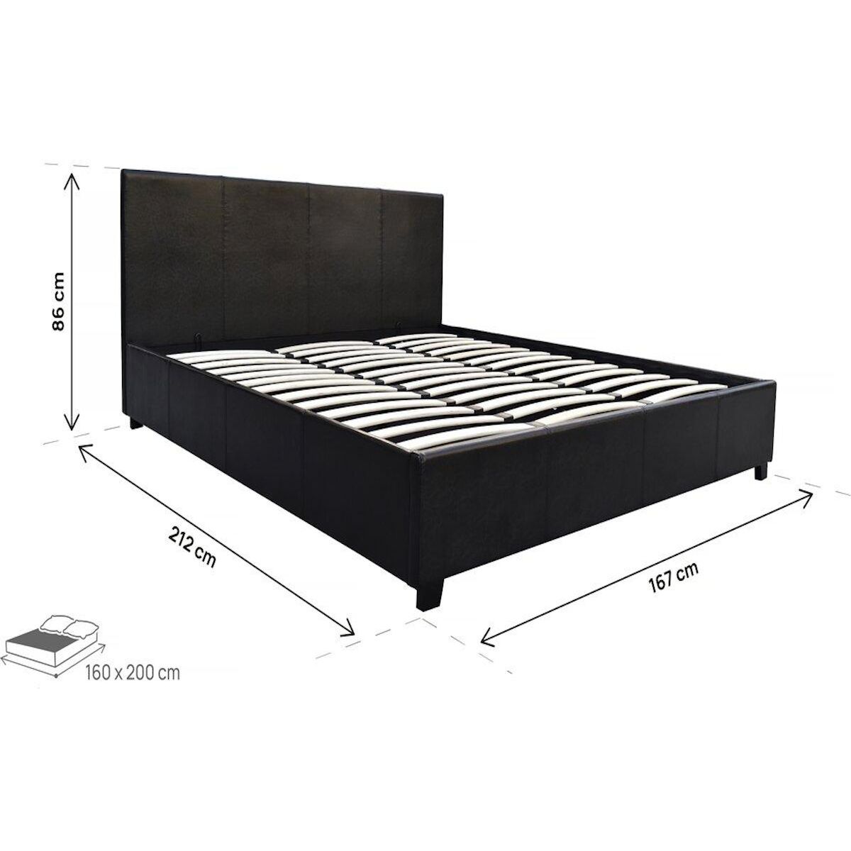 Habitat et Jardin Lit double avec coffre  Carla  - 160 x 200 cm - Noir