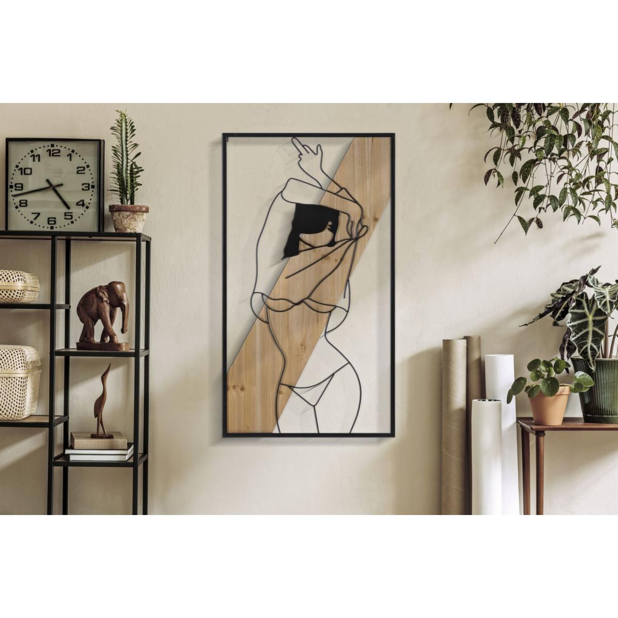 Voir la diapositive 5 : Paris Prix Décoration murale encadrée  strip  90cm noir & naturel