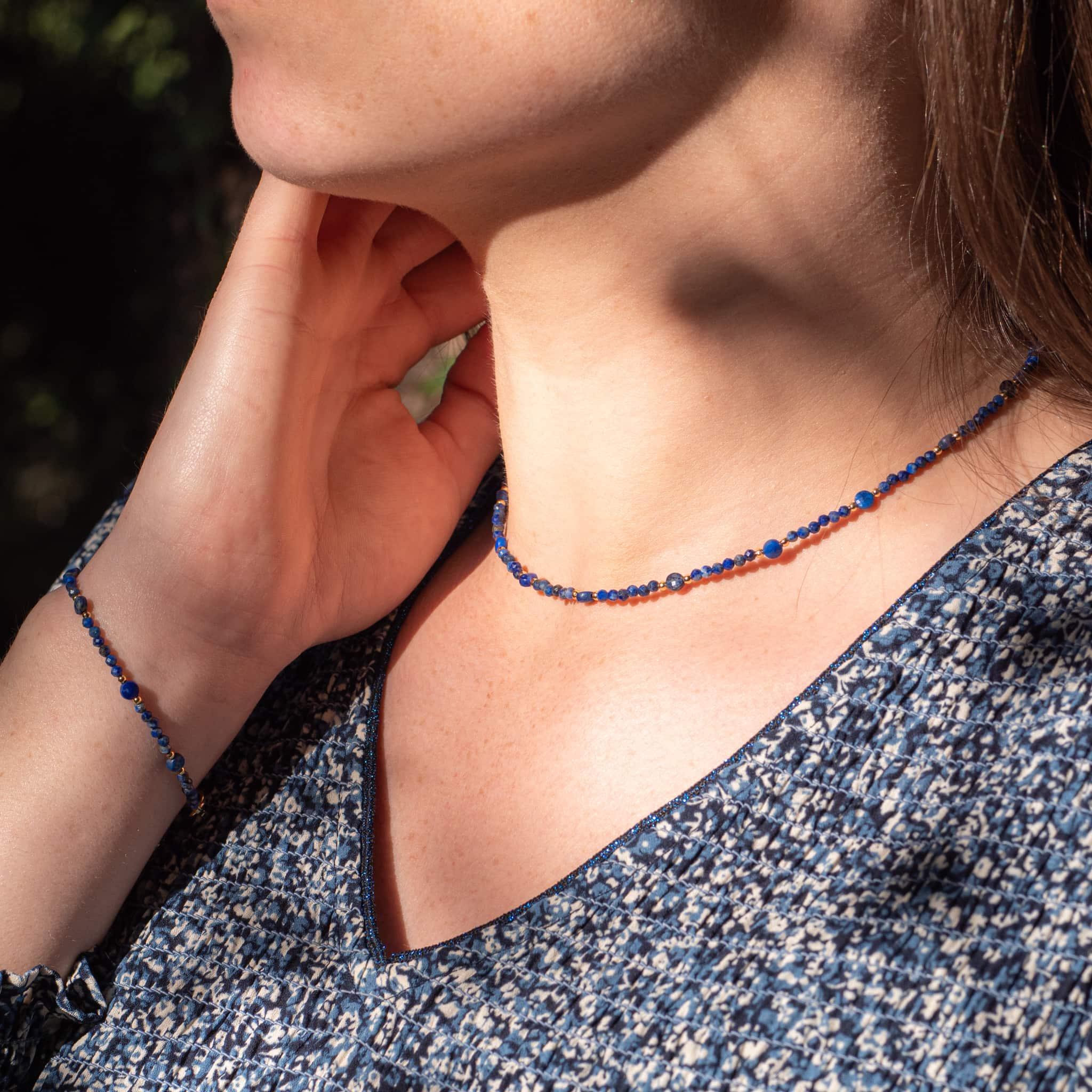 Voir la diapositive 4 : SLOYA Collier Paloma en pierres Lapis-lazuli