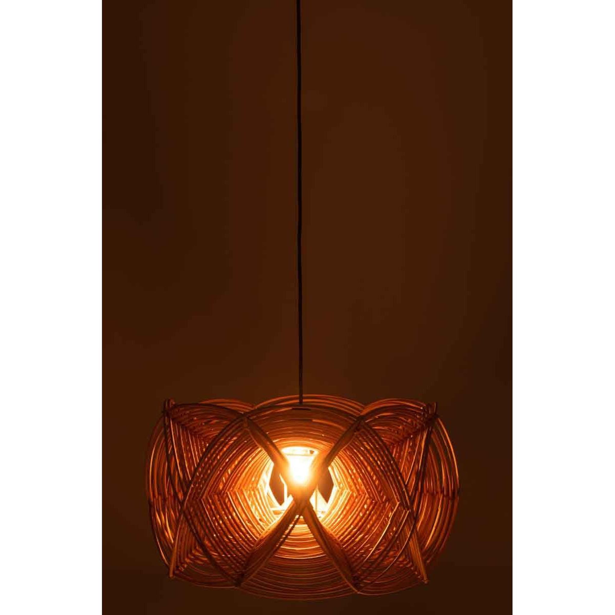 Voir la diapositive 4 : J-LINE Abat-jour suspendu en rotin  vagues  50cm beige