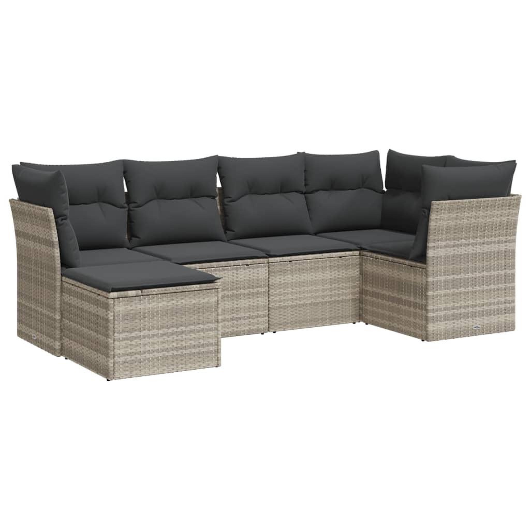 Voir la diapositive 2 : VIDAXL Salon de jardin 6 pcs avec coussins gris clair resine tressee