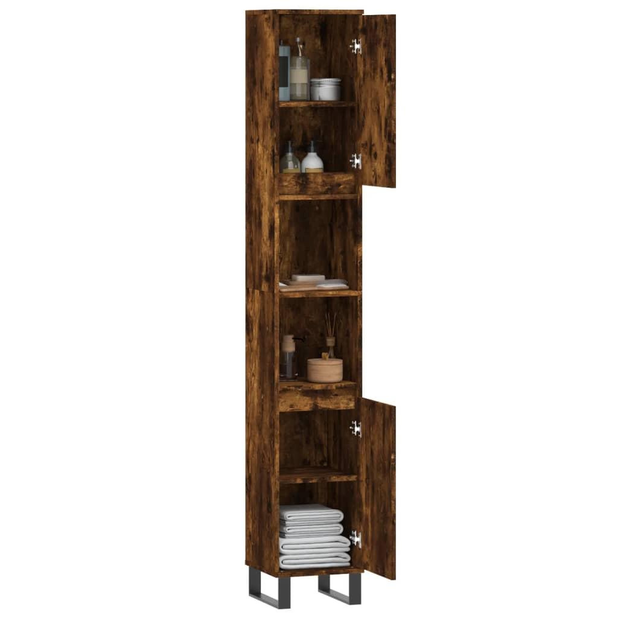 Voir la diapositive 4 : VIDAXL Armoire de bain chene fume 30x30x190 cm bois d'ingenierie