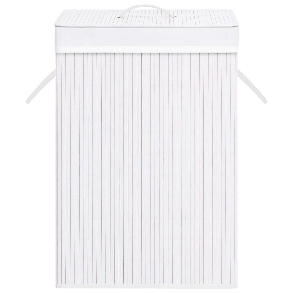 VIDAXL Panier a linge avec 2 sections bambou blanc 72 L