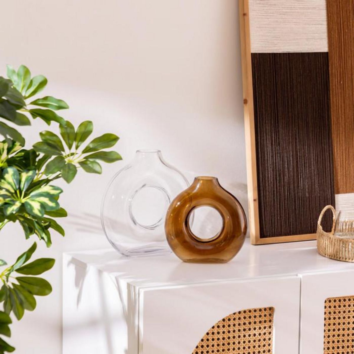 ATMOSPHERA Vase Design en Verre  Circle  25cm Transparent