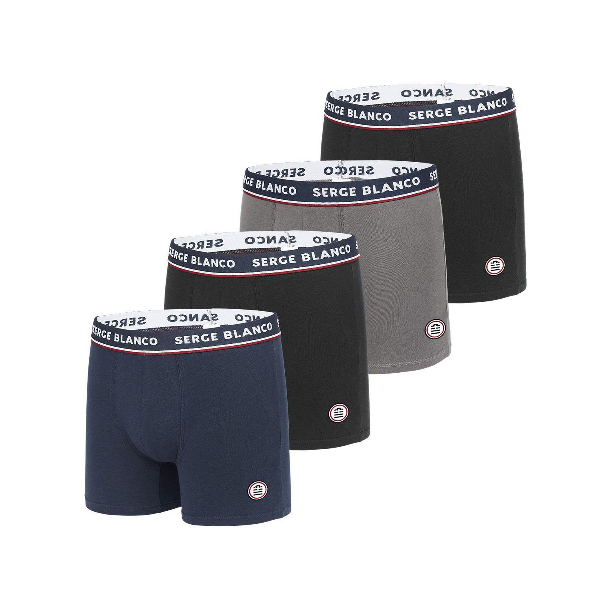Voir la diapositive 1 : SERGE BLANCO Lot de 4 Boxers Serge Blanco coton homme French