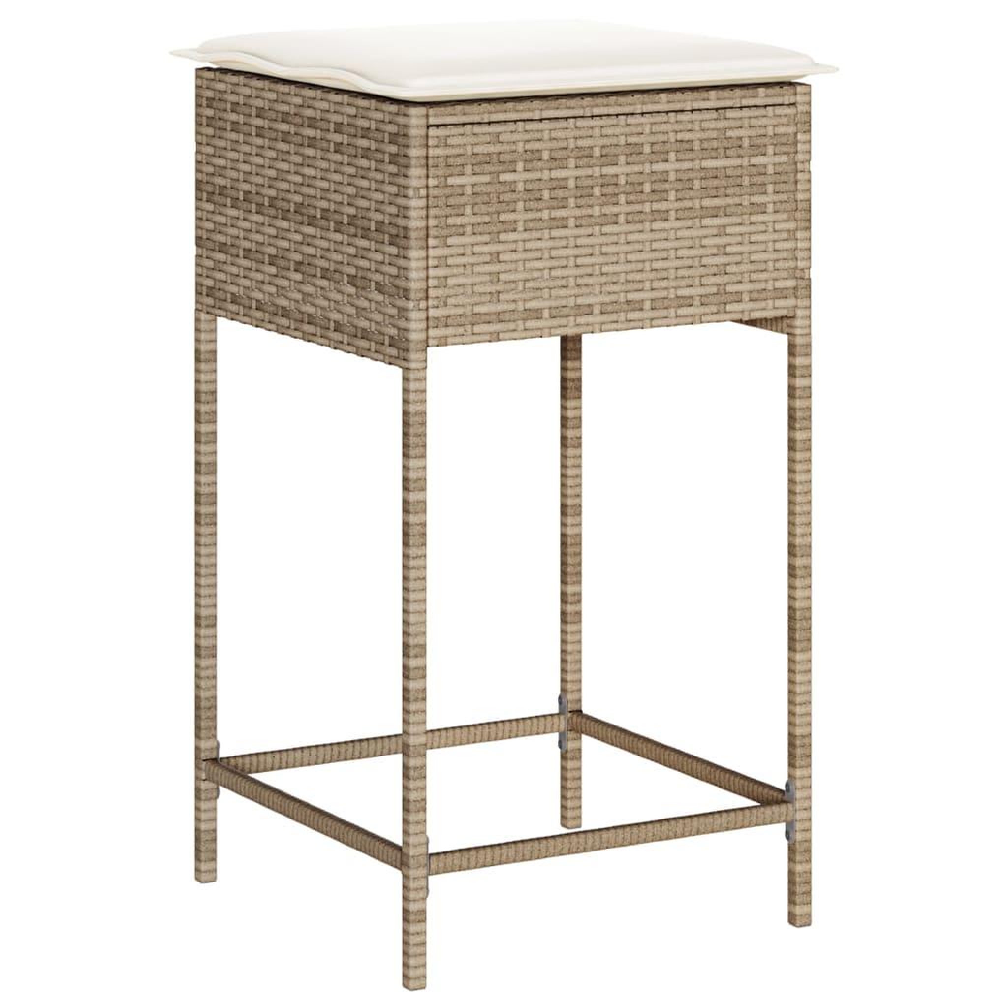 Voir la diapositive 4 : VIDAXL Tabourets de bar jardin avec coussins lot de 2 beige poly rotin