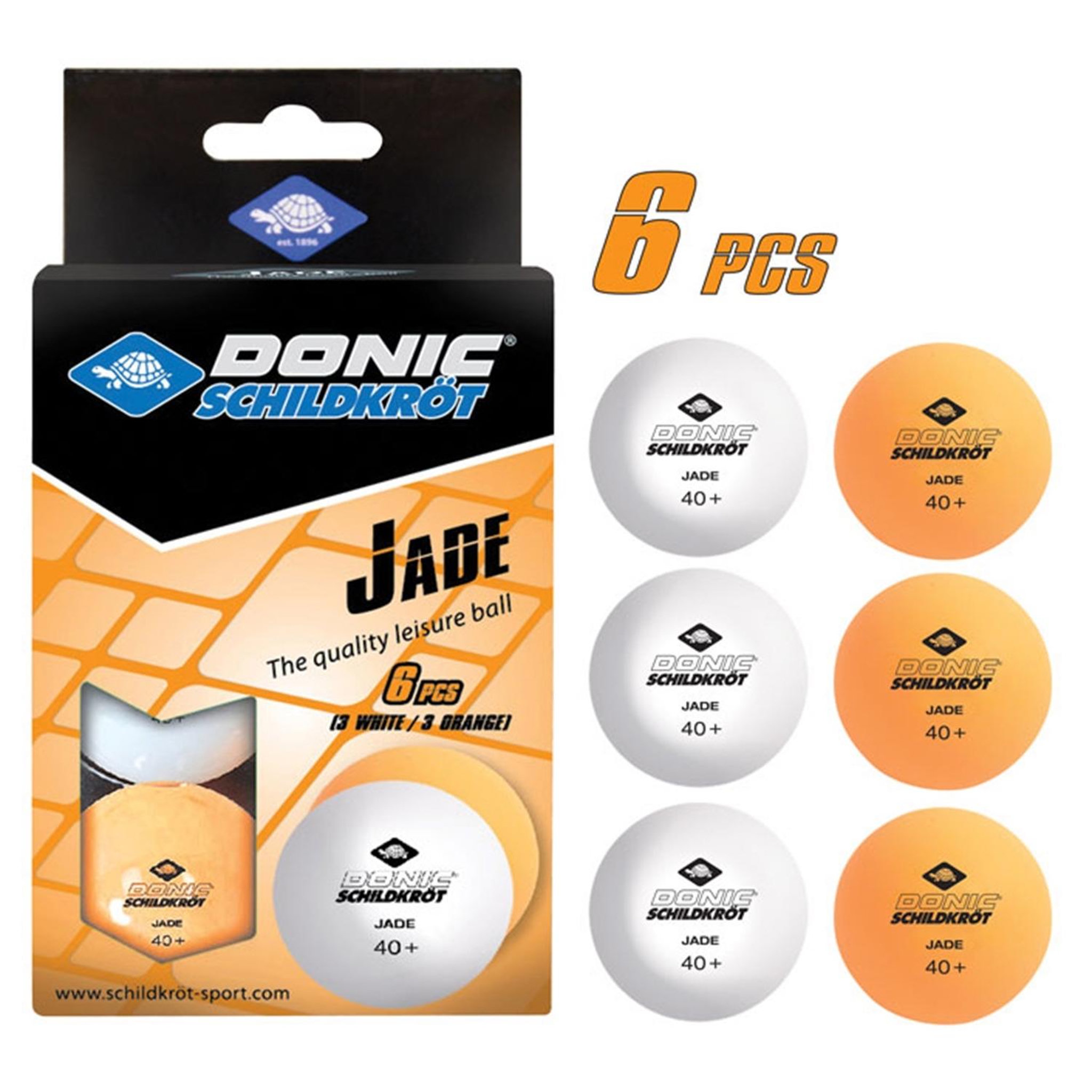 SCHILDKRÖT FUN SPORT Balles de tennis de table Jade blanches et oranges de qualité Poly 40+