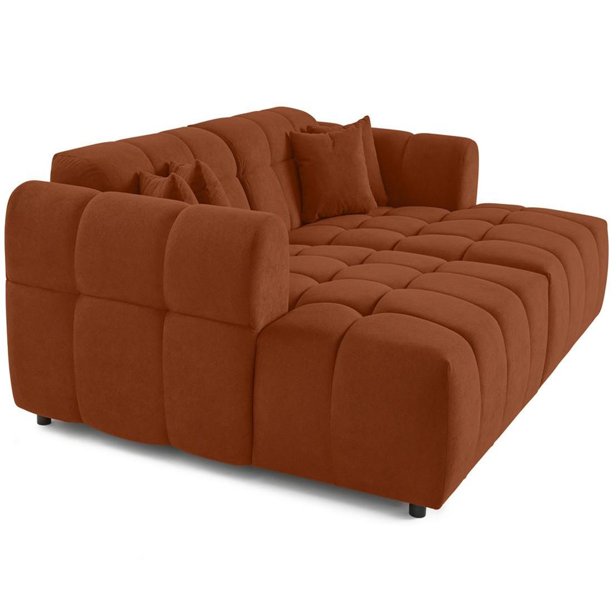 Voir la diapositive 2 : BEST MOBILIER Ray - canapé droit 4 places avec double méridienne - assise profonde - en tissu texturé
