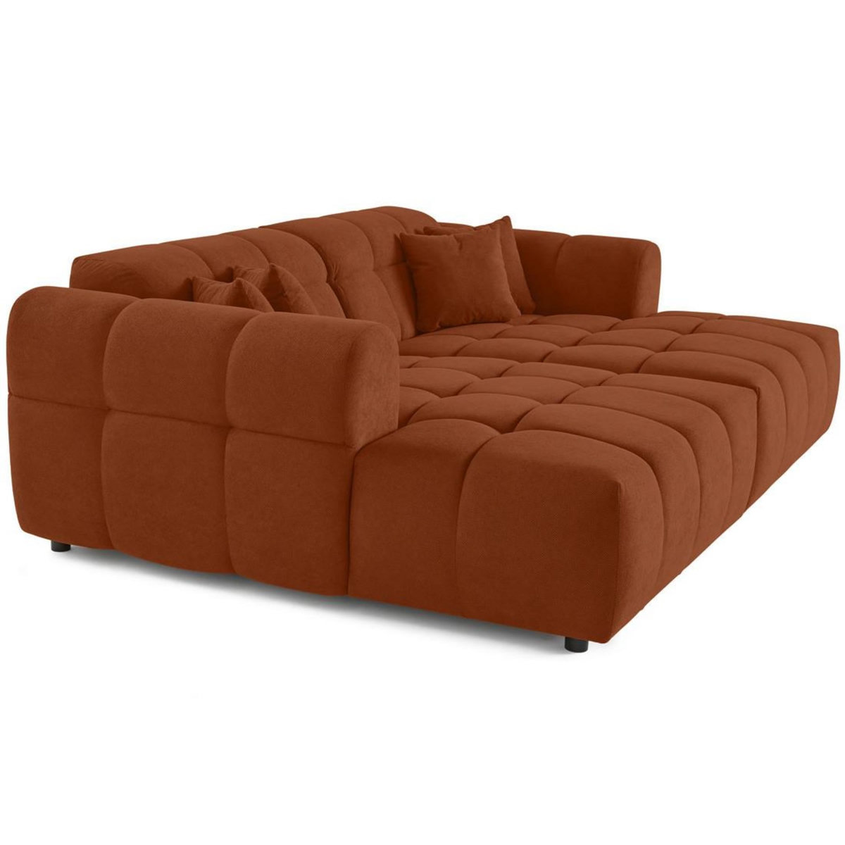 LISA DESIGN Ray - canapé droit 4 places avec double méridienne - assise profonde - en tissu texturé