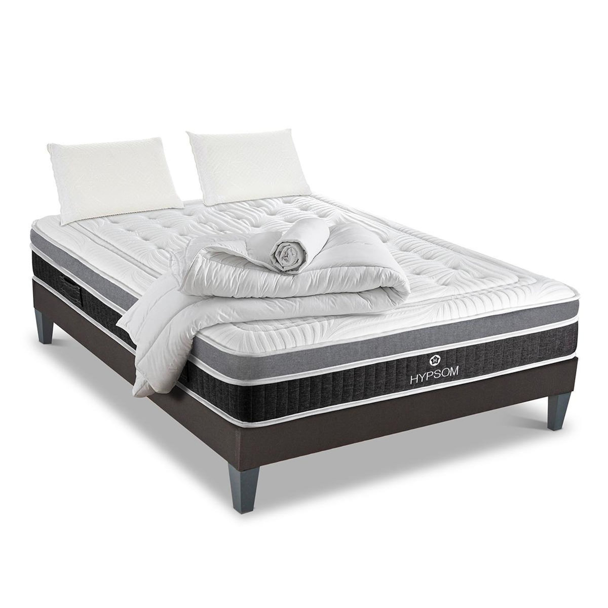 HYPSOM HYPSOM | Pack Prêt à dormir ELEGANCE | Matelas Mémoire de forme + Sommier + Accessoires