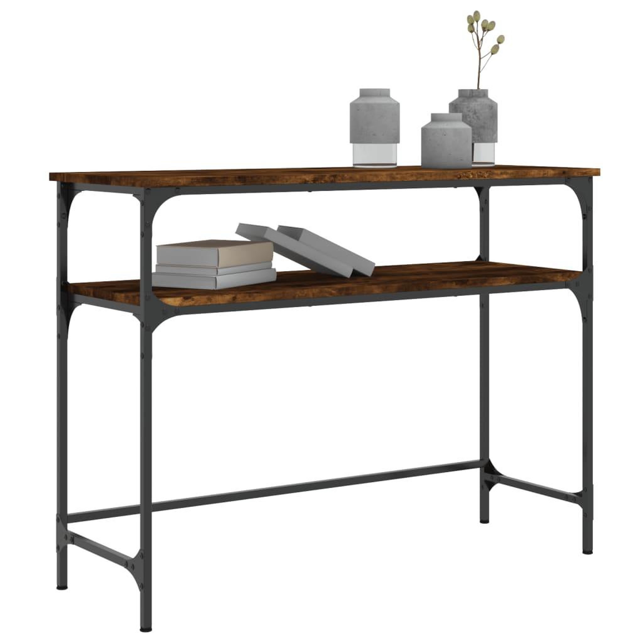 Voir la diapositive 3 : VIDAXL Table console chene fume 100x35,5x75 cm bois d'ingenierie
