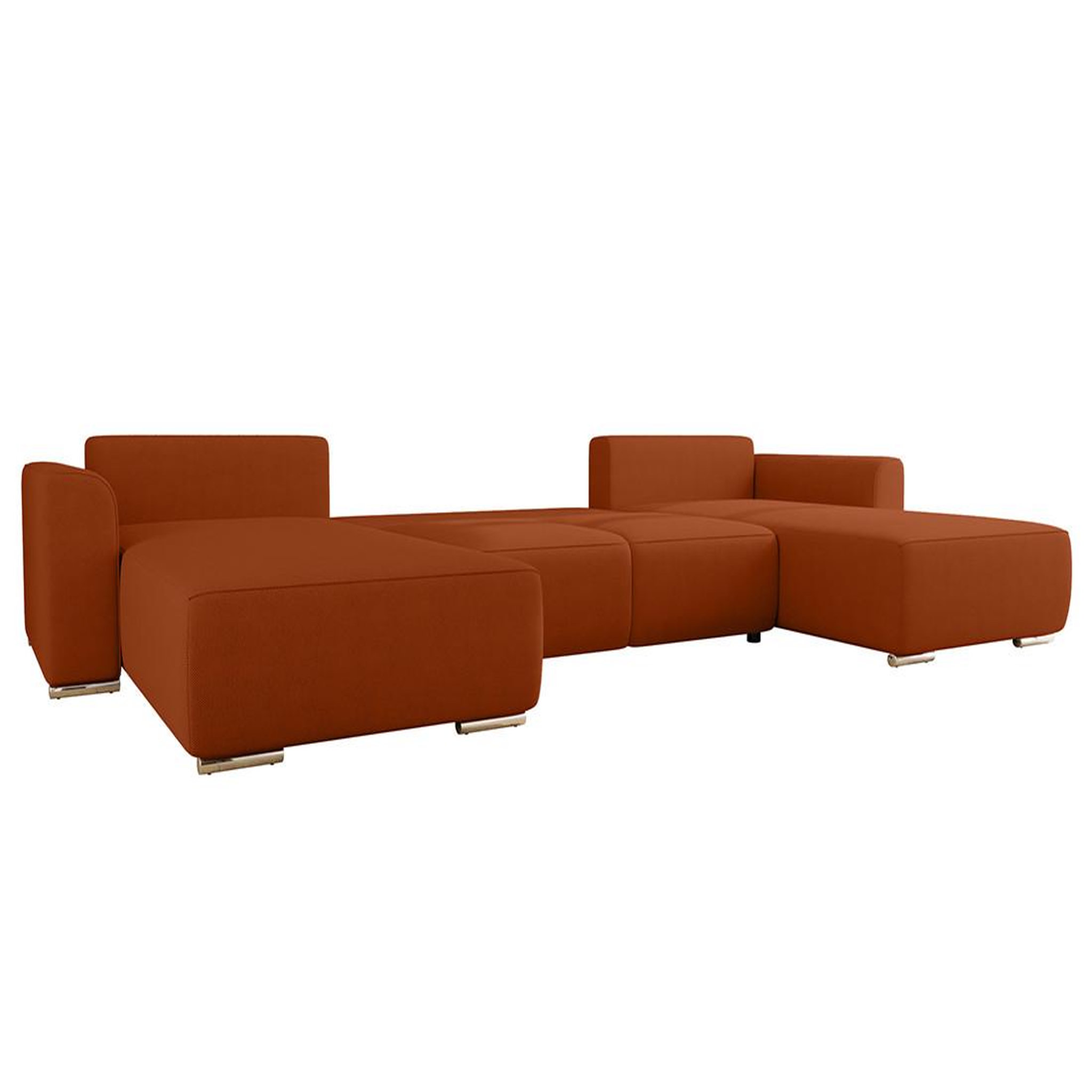 Voir la diapositive 4 : BEST MOBILIER Gabriel - canapé panoramique en u 7 places convertible avec coffre en tissu texturé