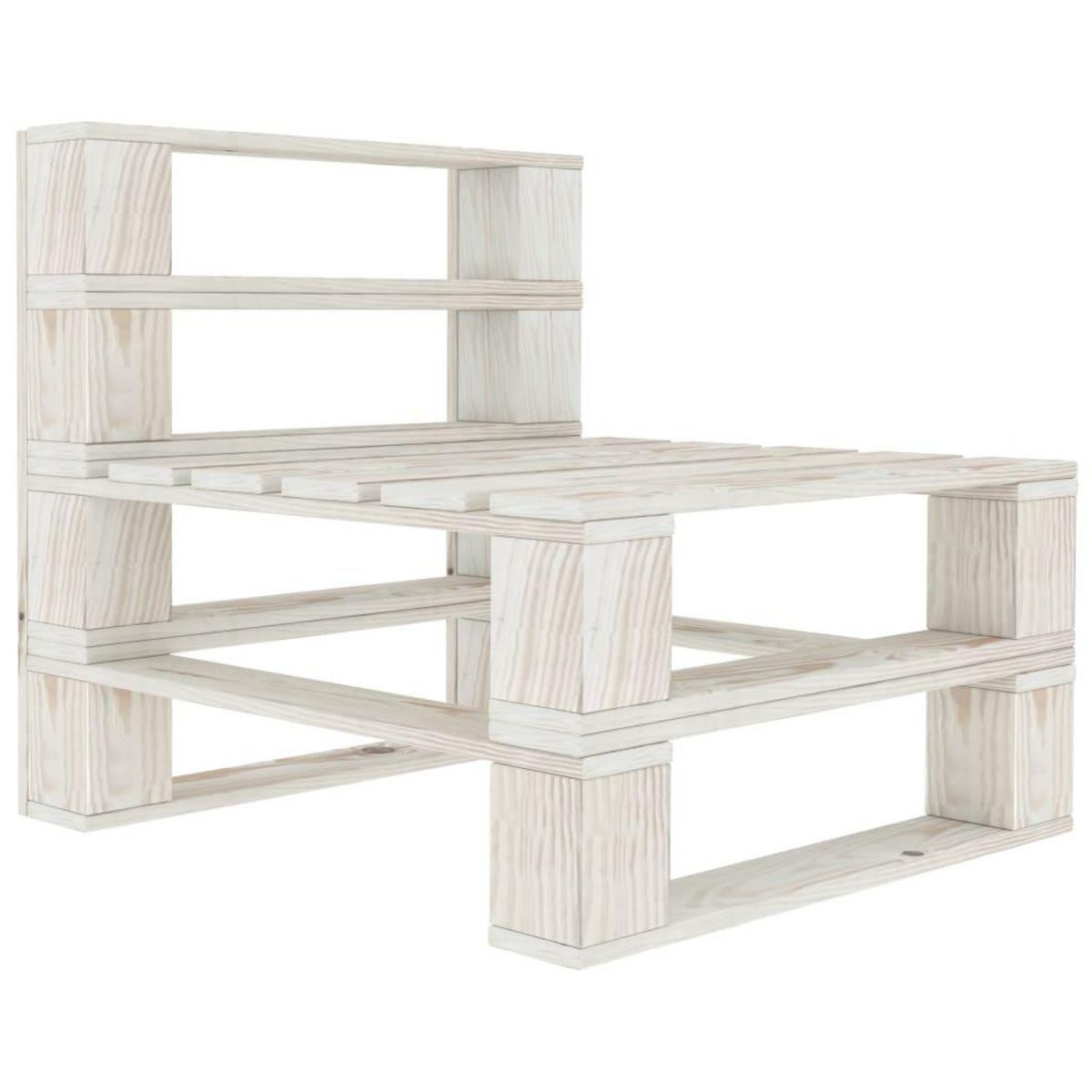 VIDAXL Canape de milieu palette de jardin bois blanc