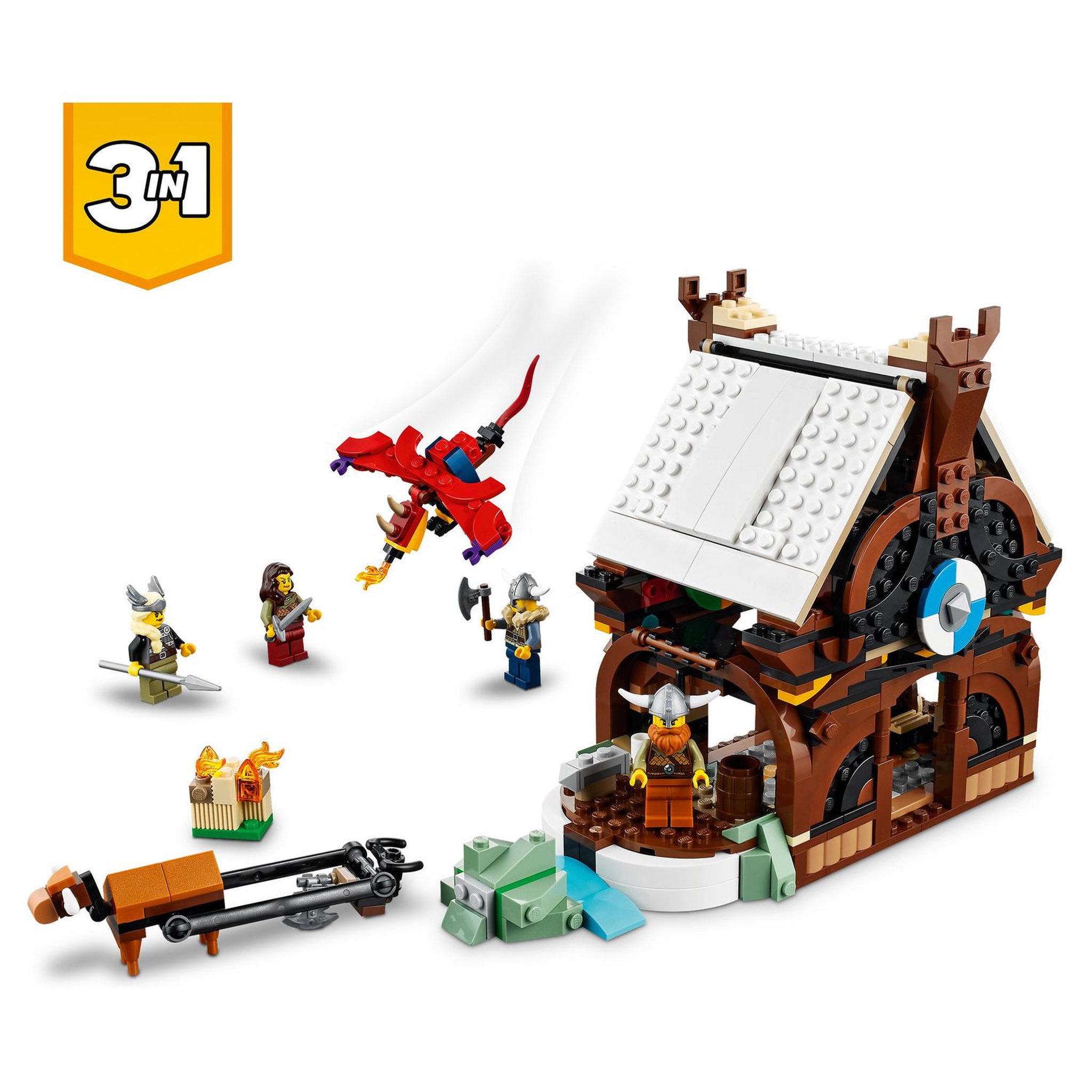 Voir la diapositive 6 : LEGO Creator 31132 La bateau viking et le serpent de Midgard, jouet à construire