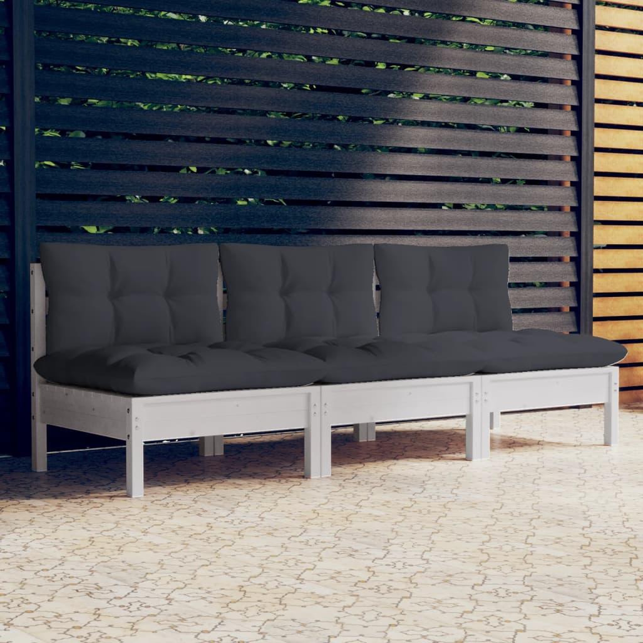 Voir la diapositive 1 : VIDAXL Canape 3 places de jardin avec coussins anthracite Bois de pin