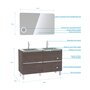 Aurlane Pack meuble de salle de bain 130x50 cm finition Graphite + vasque Argent + Miroir LED 120x70