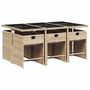 Voir la diapositive 3 : VIDAXL Ensemble a manger de jardin coussins 7 pcs melange beige rotin
