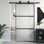 VIDAXL Porte coulissante noir 102,5x205 cm verre trempe aluminium