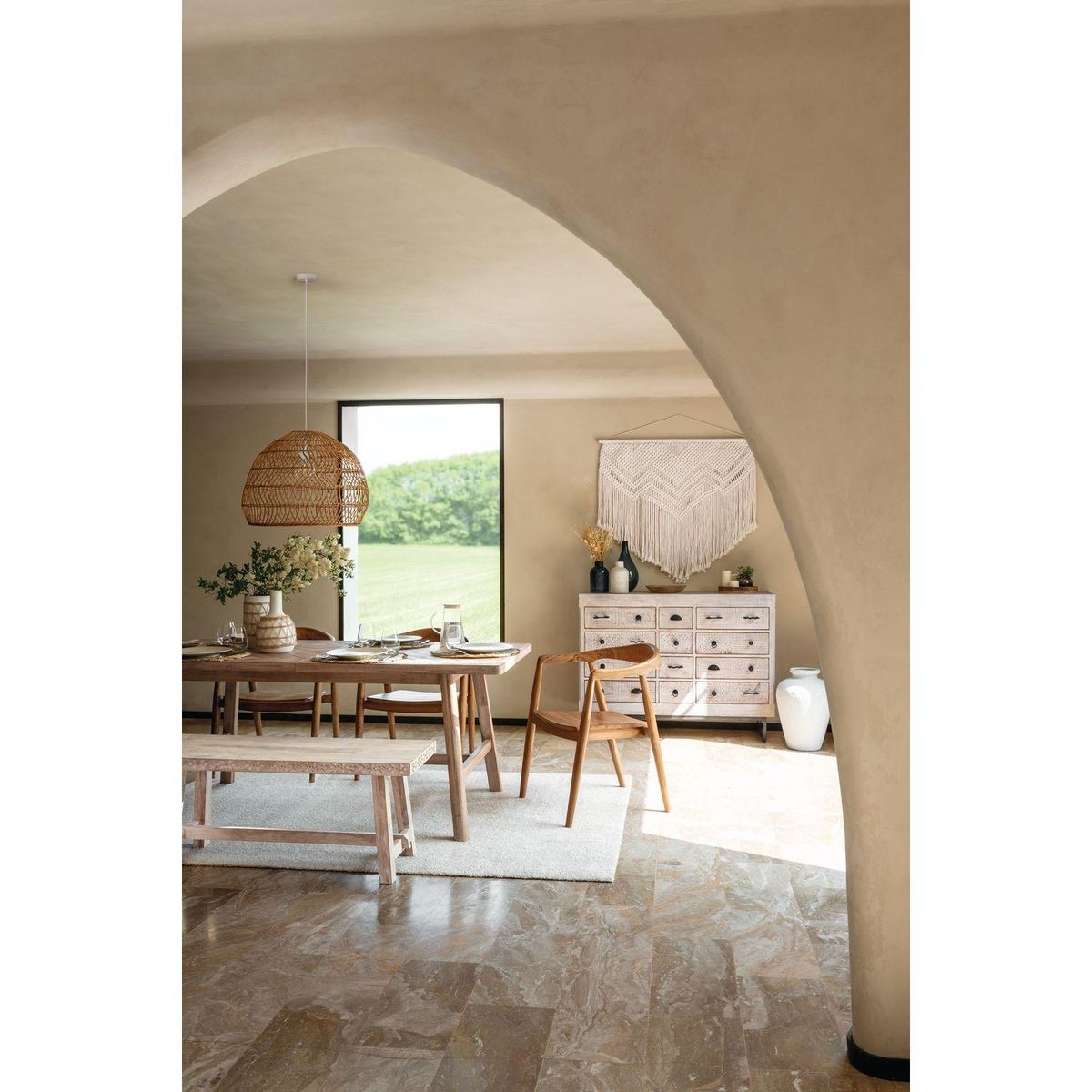 ATMOSPHERA Lot de 2 fauteuils à dîner en teck naturel MIYAKO - Marron