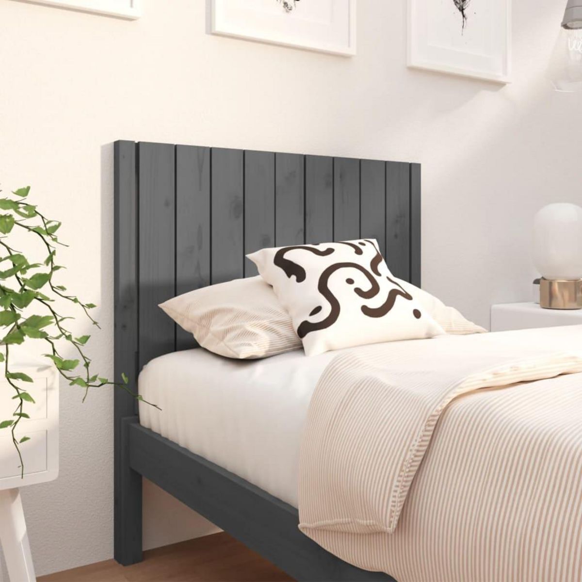 VIDAXL Tete de lit Gris 95,5x4x100 cm Bois massif de pin