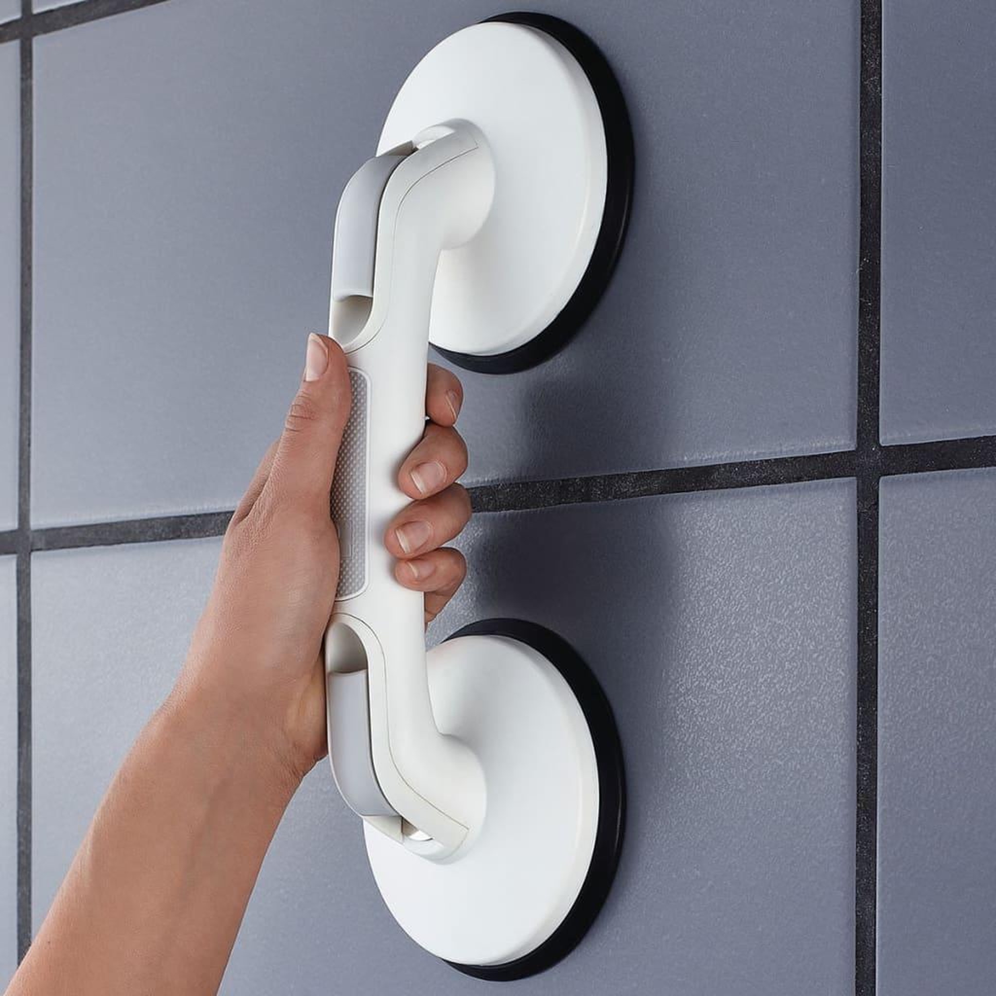 Voir la diapositive 1 : RIDDER RIDDER Barre d'appui a ventouse Premium blanc 12,5 cm 80 kg A0243301