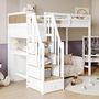 Voir la diapositive 5 : MERAX Lit combiné enfant 90x200cm bois et mdf coloris blanc+naturel