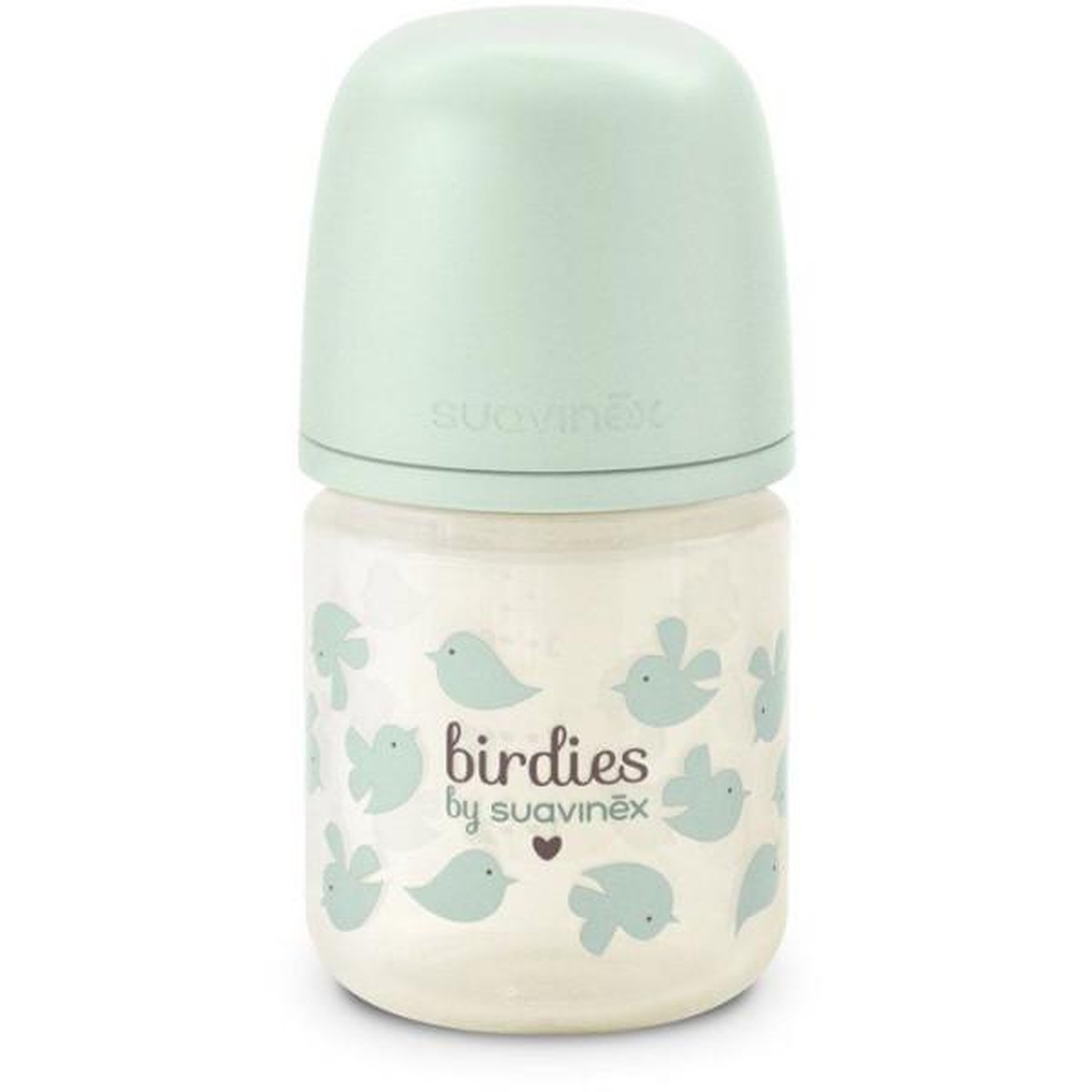 Voir la diapositive 2 : Suavinex Biberon verre - suavinex - birdies - tétine sx pro xs - 120 ml - 0 a 3 mois - vert
