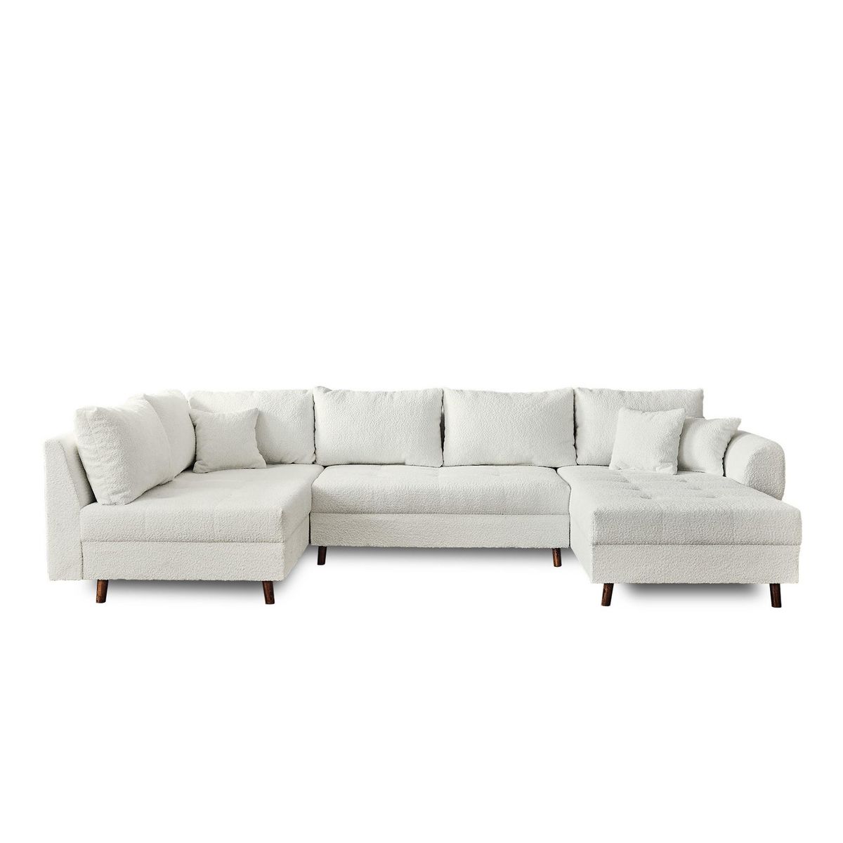 LISA DESIGN Rune - canapé panoramique d'angle gauche - 7 places - en tissu bouclette