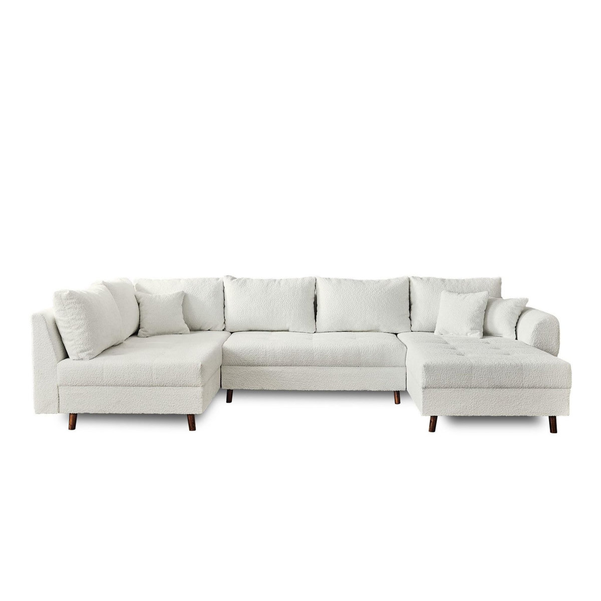 LISA DESIGN Rune - canapé panoramique d'angle gauche - 7 places - en tissu bouclette