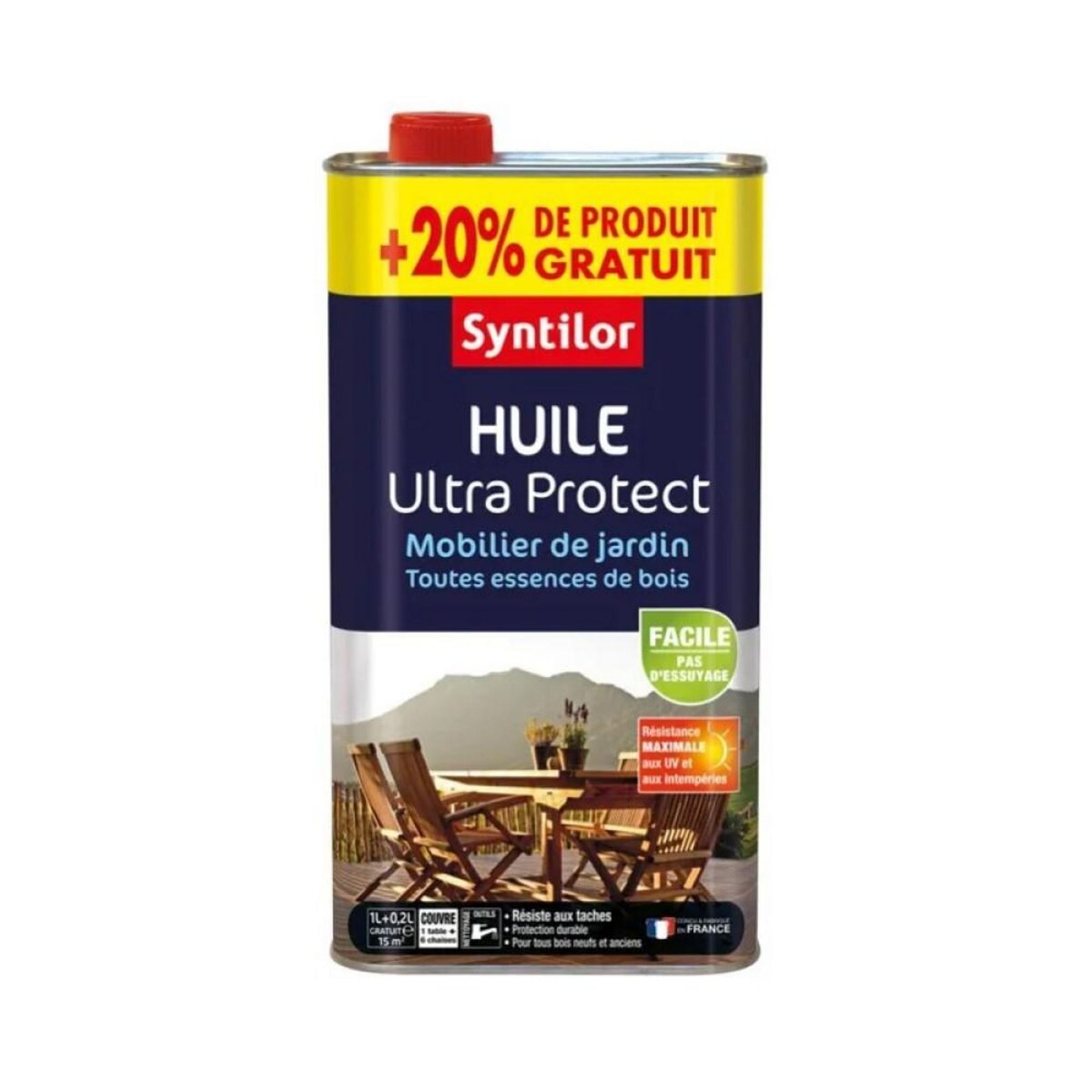 CENTRALE BRICO Huile naturel mat pour mobilier de jardin, 1L avec 20% gratuit