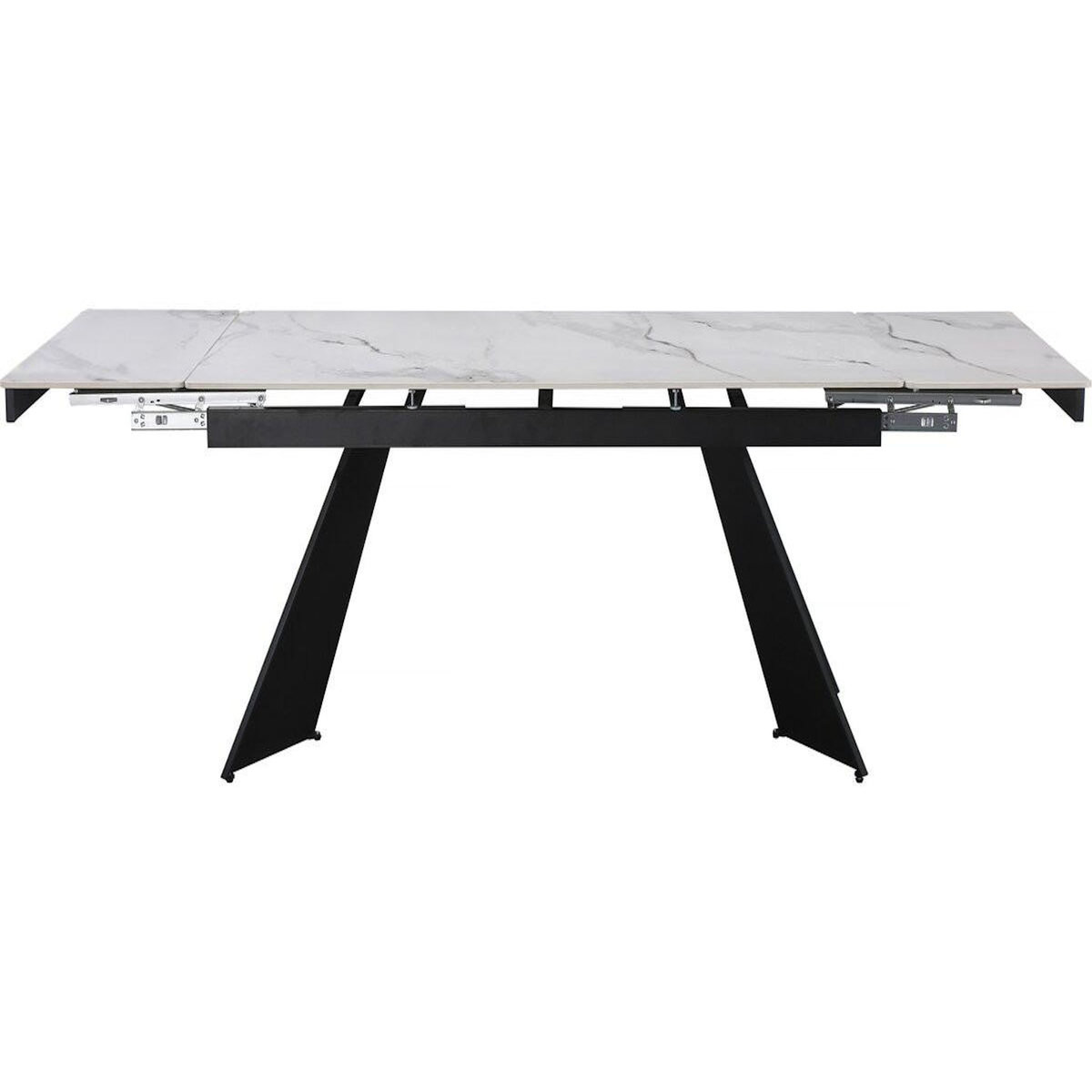 Habitat et Jardin Table de repas extensible en céramique 6 à 10 personnes   Equinoxe  - Blanc marbré gris