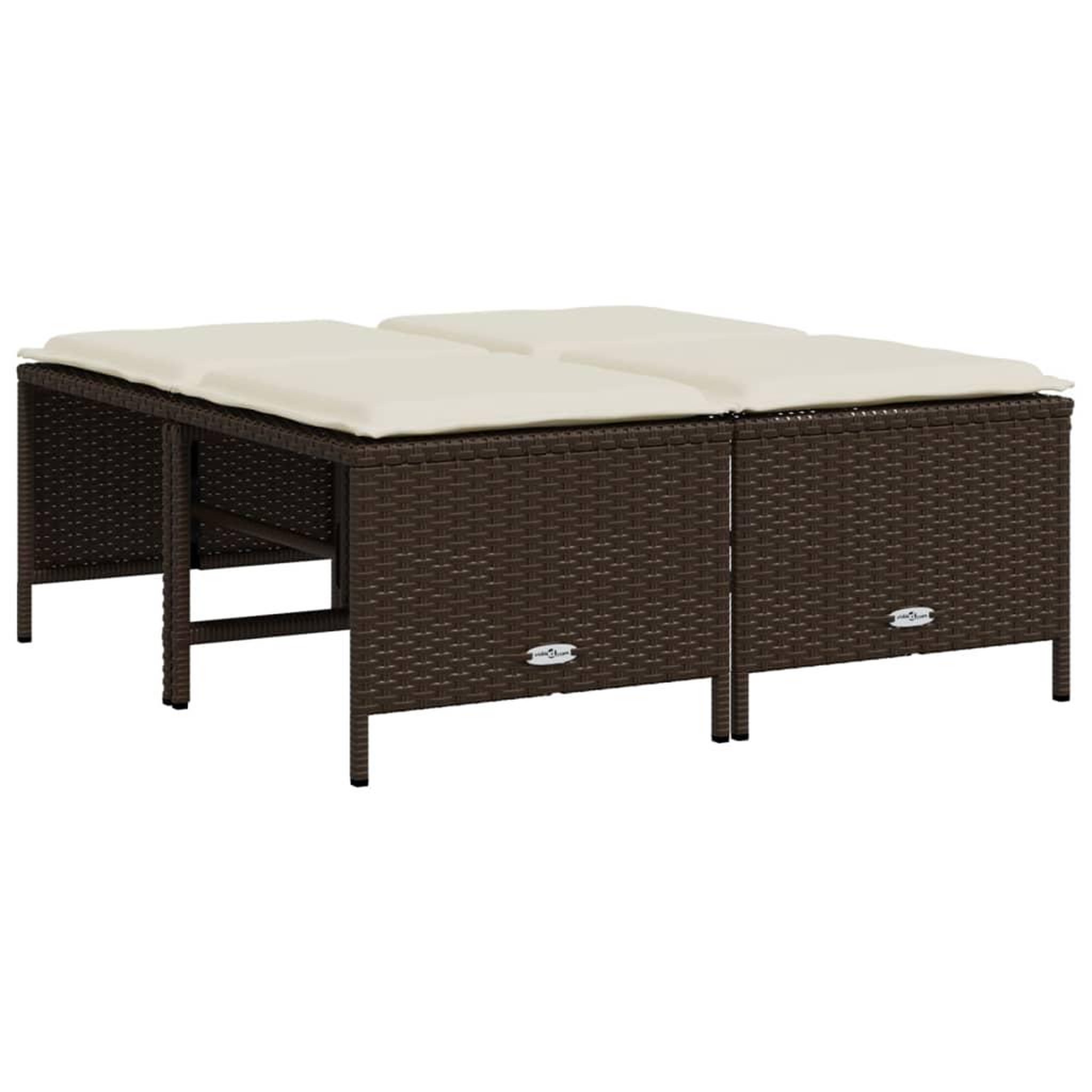 Voir la diapositive 2 : VIDAXL Tabourets de jardin avec coussins lot de 4 marron poly rotin